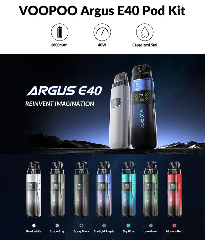 Набор Voopoo ARGUS E40 Pod 1800mAh Kit Pearl White