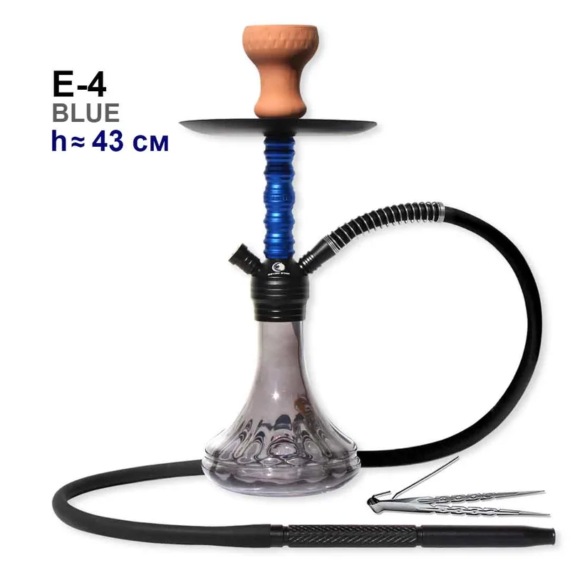 Кальян E-4 (клик, полный комплект) , 50см, 12шт/кор (Blue синий)