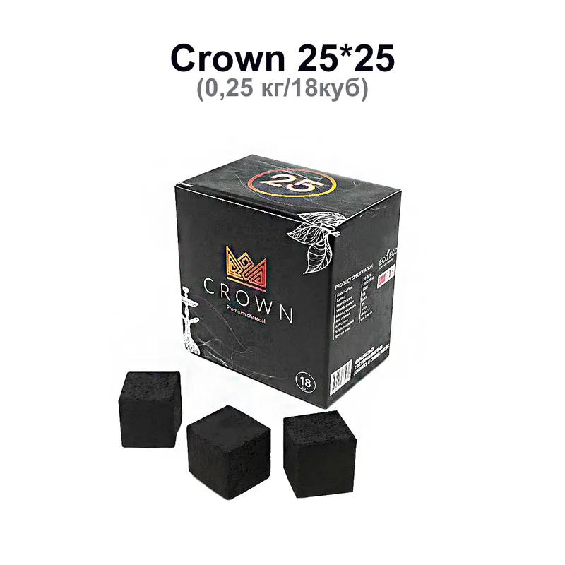 Уголь Crown 25*25 (0,25 кг/18куб) 80уп./кор