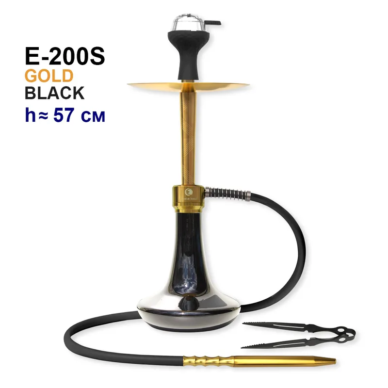Кальян E-200S 57см (клик, полный комплект) aluminum alloy (GOLD+BLACK)
