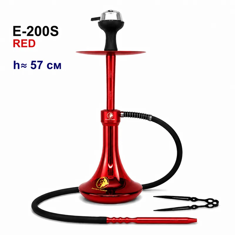 Кальян E-200S 57см (клик, полный комплект) aluminum alloy (RED+RED)