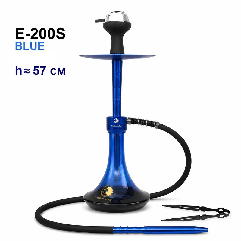 Кальян E-200S 57см (клик, полный комплект) aluminum alloy (BLUE+BLUE)
