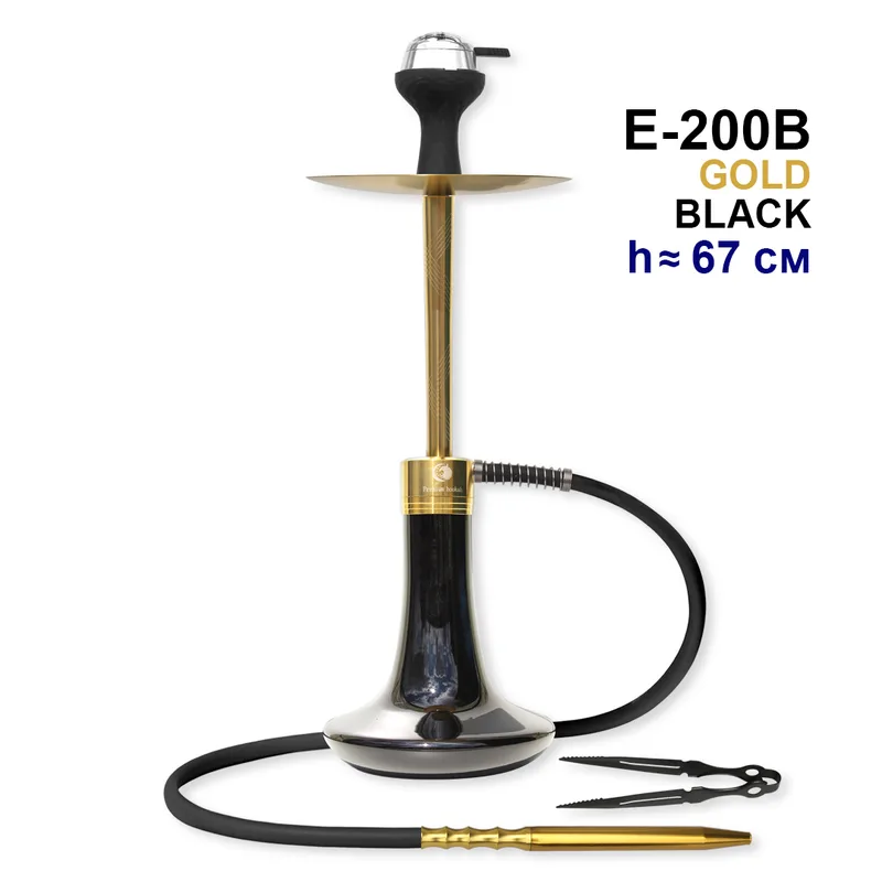 Кальян E-200B 67см (клик, полный комплект) aluminum alloy (GOLD+BLACK)
