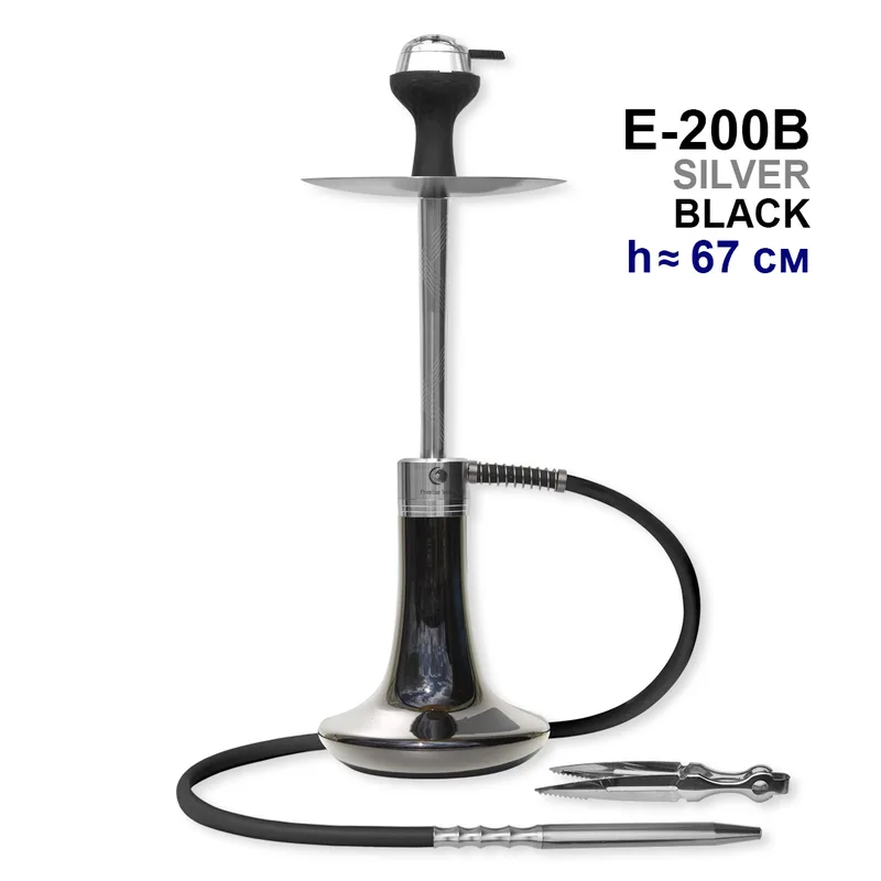 Кальян E-200B 67см (клик, полный комплект) aluminum alloy (SILVER+BLACK)